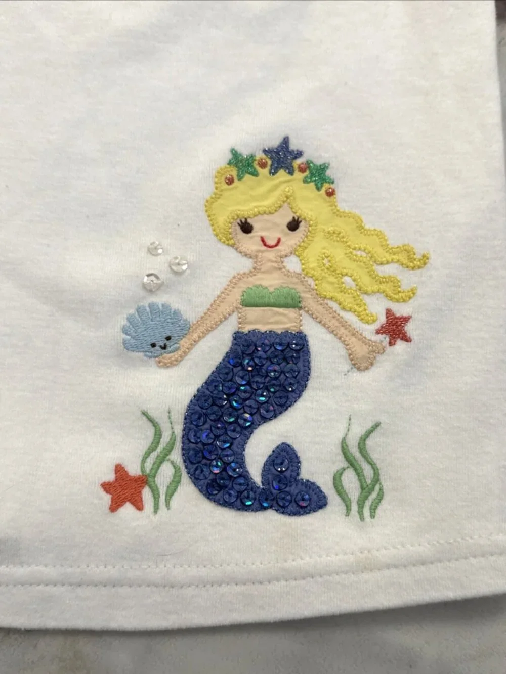 Gymboree Girls Shirt 10 White Sleeveless Ruffle Mermaid Sequin Beach Top Fun NEW
